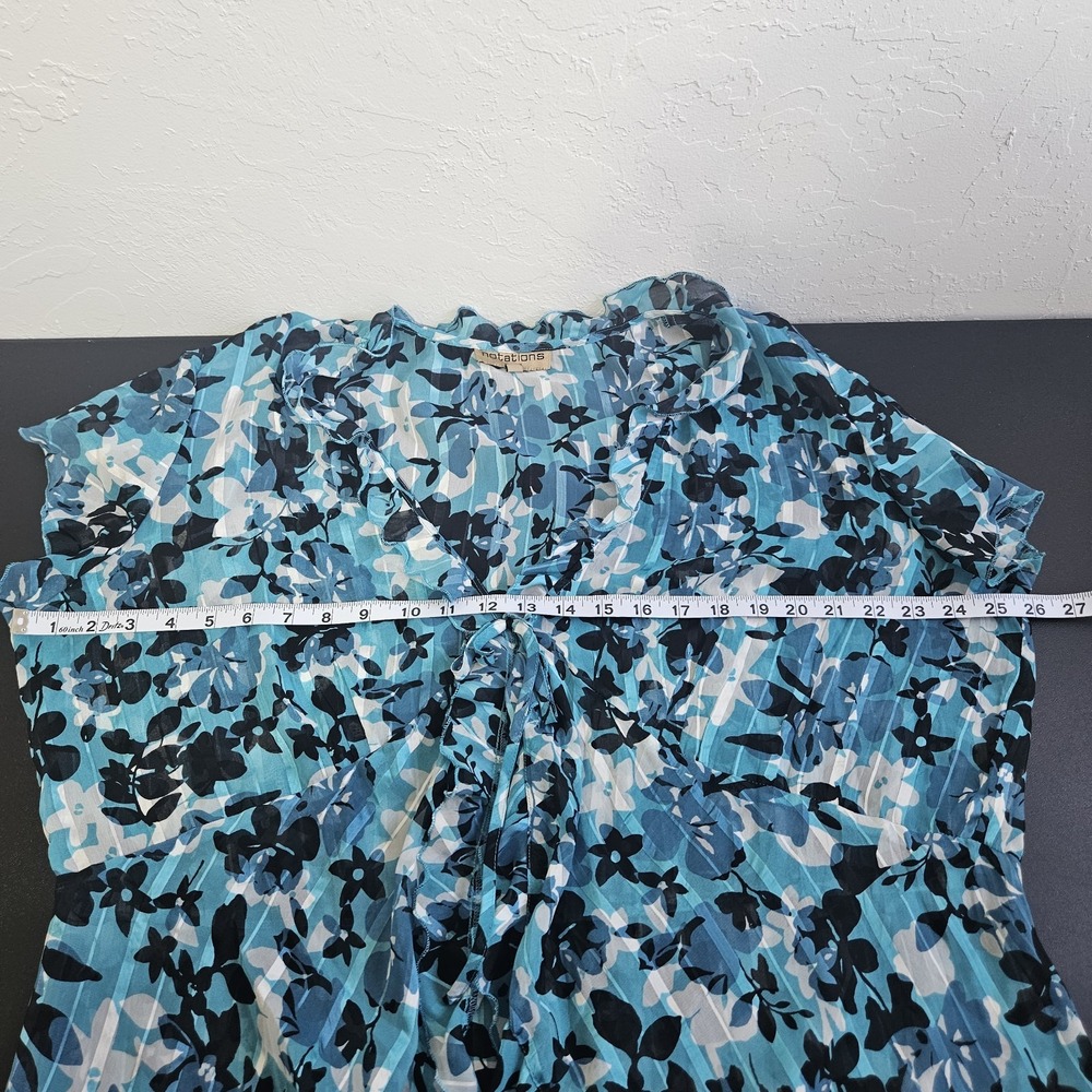 Vtg Notations Open Front Tie blouse Size 2x Floral Sheer Layering Ruffles Office - Picture 6 of 7